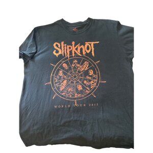 💖Slipknot 2015 World Tour Black T-Shirt With Orange Graphic Design